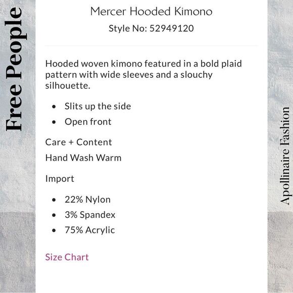 FREE PEOPLE MERCER HOODED KIMONO IN TAN BLUE OS NEW - Picture 7 of 10